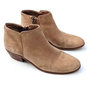 SAM EDELMAN Petty Tan Chestnut Leather Ankle Zip Booties